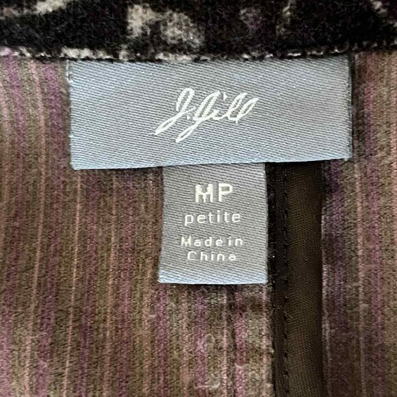 J. Jill Women's MP Blazer Boho Velvet Romantic Floral Stretch Blazer Brown - Picture 7 of 8